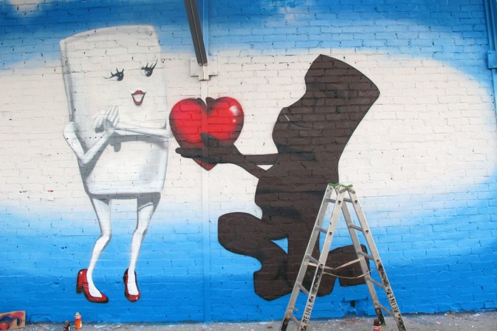 Graffiti Heiratsantrag-Wandgestaltung