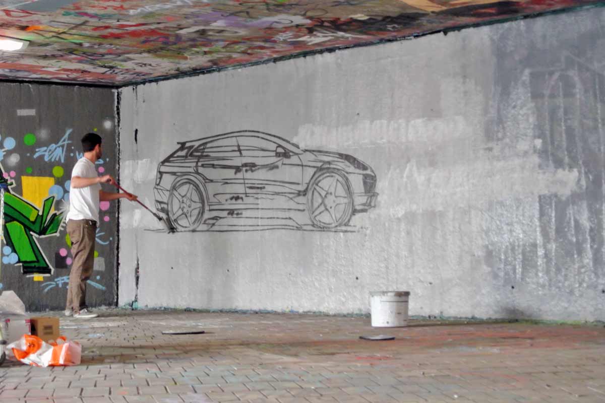 Für die Mitarbeiter der Porsche AG wurden wir von Graffiti Stuttgart für einen Kreativworkshop der besonderen Art arrangiert – Graffiti als Gemeinschaftserlebnis!