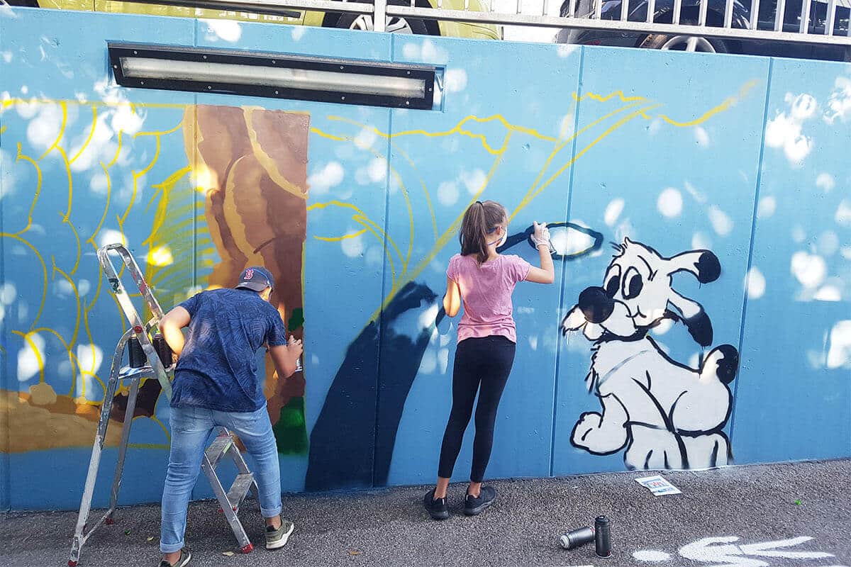Graffiti Stuttgart hat in Zusammenarbeit mit der Mobilen Jugend Arbeit Aalen in den Sommer Ferien 2020 einen Graffiti Workshop organisiert.