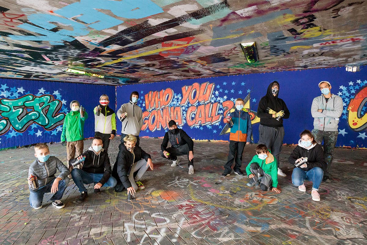 Zusammen mit dem Ministerium und dem Jugendhaus haben wir einen Graffiti-Workshop zum Thema Europa ins Leben gerufen.